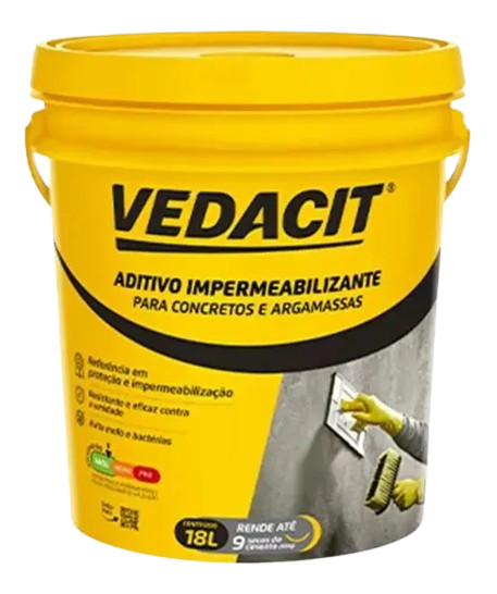 Aditivo Impermeabilizante P/ Concreto Argamassa 1 8l Vedacit